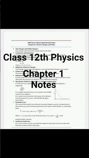 Class 12 Physics Chapter 1 Important Notes | Board Exam Special #shorts