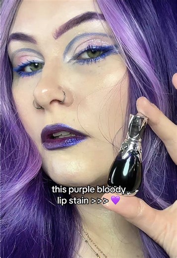Shade: Aurora from @sushyglowcosmetics🧚🏻‍♀️🍄 💜 #bloodyliptint #lipstain #sushyglowcosmetics #purplemakeup #tiktokshopjumpstartsale