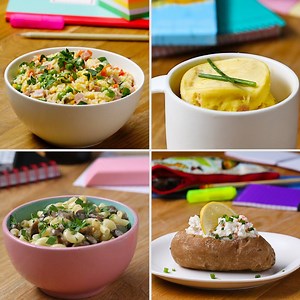 4 repas simples et délicieux à faire au micro-ondes pour les étudiants, les gens qui ont la flemme, les gens qui sont pressés et qui en ont marre des plats préparés. | C'est Tasty