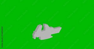 Animation of rotation of a white vise symbol with shadow. Simple and complex rotation. Seamless looped 4k animation on green chroma key background
