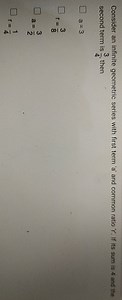 Consider an infinite geometric series with first term 'a' and c... | Filo
