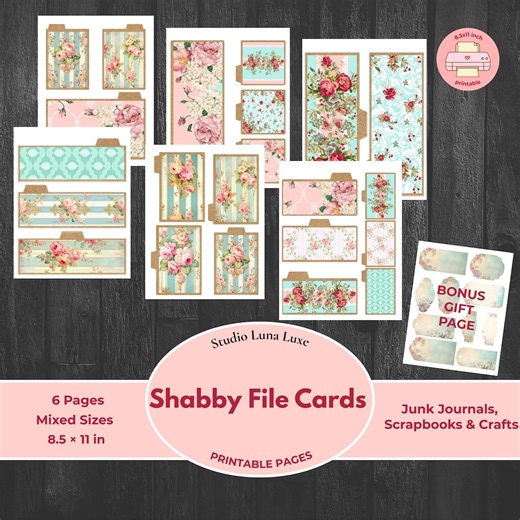 Shabby Chic File Cards for Junk Journals, Floral Ephemera Printable, Neutral Paper Digital Download - Etsy Canada