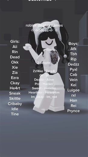 Display names idea #roblox #twopeople #girl #boy #display #name #okaykaren #cute #mathcing #female #male #lol #bts