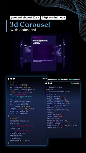 Animated 3D Carousel #codewith_muhilan #css #coding #carousel