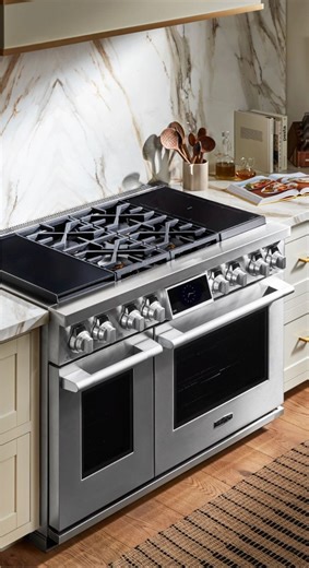 1.9K views · 20 reactions | The 48-inch Dual-Fuel Pro Range is the only luxury appliance to feature built-in sous vide, gas, and induction on the cooktop. Paired with a steam combi convection oven, it offers chefs and creators unmatched control, precision, and beauty. Explore the full story at https://bit.ly/SKS-48in-Pro-Range #SKSappliances #DesignThatPerforms #SKSTrueToFood #Range #SousVide #InductionCooking | Signature Kitchen Suite | Facebook