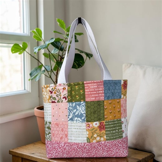 Handmade Patchwork Quilted Bible Tote Bag With Pocket - Etsy