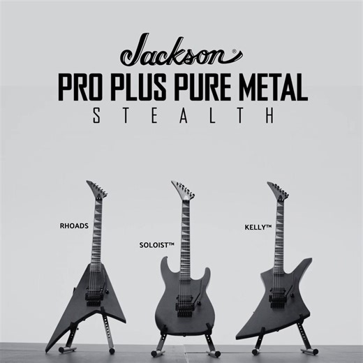 Built for speed and born for metal, the Jackson Pro Plus Pure Metal Series packs a Bare Knuckle Holy Diver humbucker and a Floyd Rose 1000 Series trem. Now with a Stealth finish and designed for the stage, these guitars are engineered for total domination. Learn more at jacksonguitars.com. | Jackson Guitars