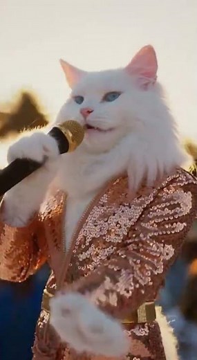Fluffy White Cat Singing Like a Pop Star at Sunset 😻🎤 | Viral AI Cat Performance #cattok2026