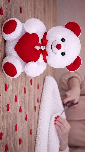Handmade Fabric Teddy Bear for Valentine's Day Gift