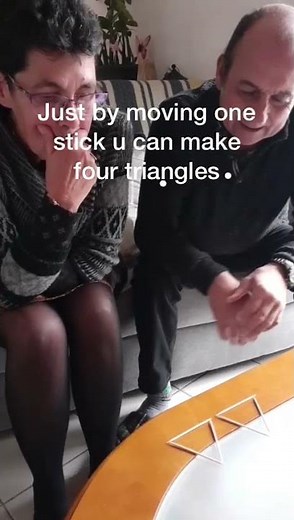 how to make 4 triangles by moving only one stick