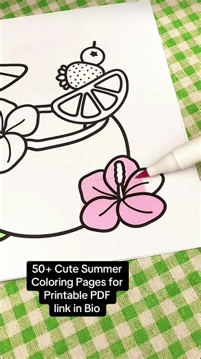 Cute and fun summer coloring pages ☀️🍋 This printable PDF includes adorable designs that children and adult will love to color. link in bio #coloringpages #kidsactivities #kidscoloring #printablecoloring