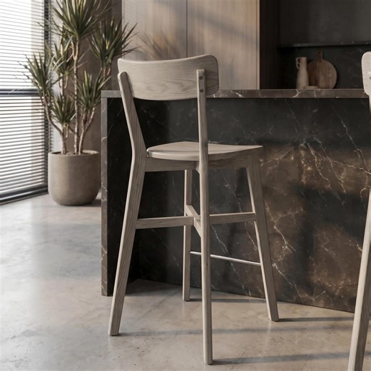 White Solid Natural Wood Bar Stools: Modern Minimalist Kitchen Dining Chairs - Etsy