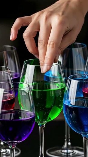 Enchanting Glass Harp Melodies! 🎶 Finger Playing Colorful Water Glasses AI ASMR #shorts