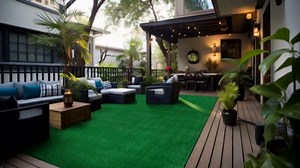 Rugshop Artificial Turf Area Rug, Synthetic Grass Carpet for Garden, Deck, or Garage Use, Indoor Outdoor, Green, 6'6" x 9'