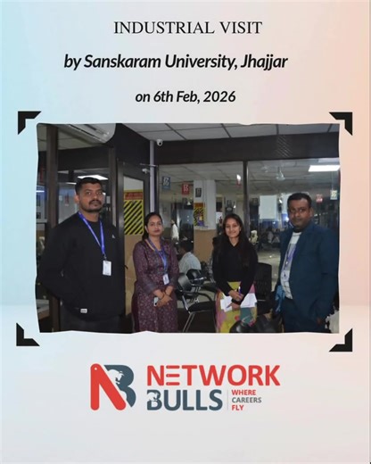 🙏 Thank You for Visiting Network Bulls Campus! We were delighted to host the students of Sanskaram University, Jhajjar at the Network Bulls campus on 6th February. 🌐 The industrial visit was filled with interactive sessions, real-world insights into IT Networking & Cyber Security, and meaningful discussions around industry practices and career paths. 💡🚀 It was great to see the enthusiasm, curiosity, and eagerness to learn among the students. We truly enjoyed sharing our knowledge and giving 