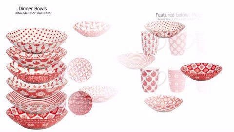 Certified International Peppermint Candy 6" Luncheon/Canape Plates, Set of 6 Assorted Designs, Multicolor, Small