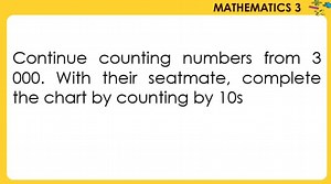 Continue counting numbers from 3000 by 10s. Complete the chart ... | Filo