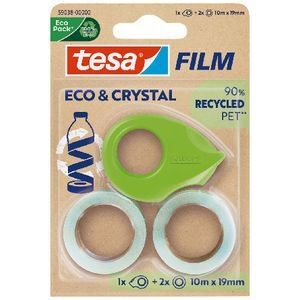 Tesa Eco and Crystal Tape and Mini Dispenser 10m x 19 mm 2pk