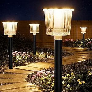 Super Bright Solar Outdoor Lights for Pathway Powered 2 Pack,Adjustable Warm&Cool White,Waterproof IP65 Solar Garden Decor Landscape Lighting Outside for Front Yard/Patio/Walkway/Driveway/Lawn Light