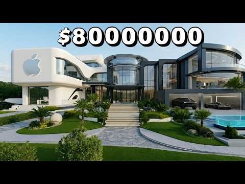 Inside a $80,000,000 Apple Owner Mansion — Curved Glass, Cybertruck Garage & Full Smart Home AI!