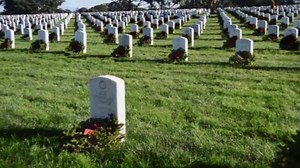 Have you been to the Golden Gate National Cemetery in San Bruno? It was transformed yesterday when volunteers placed 10,800 wreaths on the graves as part of Wreaths Across America Day. http://nbcbay.com/njVAgTG | NBC Bay Area