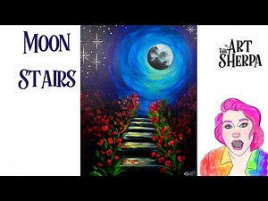 How to paint easy moonlight Stairs Live streaming Step by Step Tutorial | TheArtSherpa