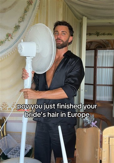 The bride looks flawless… you’re the one melting 🫠 #europesummer #lifeofahairstylist #bridalhairstylist #funny #destinationwedding