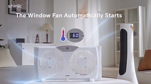 shinic Twin Window Fan, 9-Inch Blades Reversible Airflow, Thermostat Control, 3 Speeds, 3 Functions, 23.8"-37" Expandable Width, Window Exchaust Fans for Home Bedroom, ETL Certified