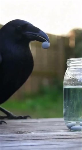 Smart Crow Solves Water Puzzle in 10 Seconds