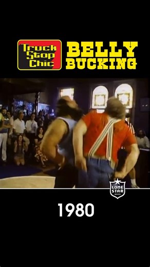 Truck Stop Chic on Instagram: "Belly bucking is a rowdy bar-game free-for-all where 2 people square up, lean back, and crash bellies to see who knocks the other out of the ring. It picked up real steam in the early 1980s, spreading through fairs, small-town festivals, and late-night bars across the country. Loud, goofy, and good-natured, it usually ends with big laughs and a couple of sore ribs. Check out @lonestarbeer another classic bar staple. #americana #texas"