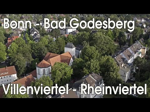 Bad Godesberg Bonn - Villenviertel, Herz-Jesu-Kirche und Rheinviertel - Luftaufnahmen