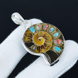 Rare Ammonite Fossil Gemstone Pendant Solid 925 Sterling Silver Simple Pendant, Crystal Pendant, Bohemian Jewelry for Mother's Day Gifts - Etsy