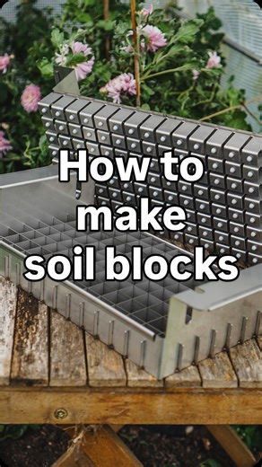 How to soil block 🌱 for healthy plants. I’m using my usual seed starting mix @sylvagrow with a bit of liquid seaweed which contains plant growth stimulants to encourage germination. My new soil blocker makes 112 blocks at a time which have a good volume of soil in each to reduce drying out. The soil blocker is available to preorder now on my website! #flowerfarming #growingflowers #marketgardening #gardening | Bloom & Gray
