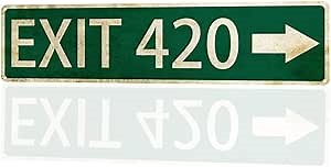Amazon.com: Classic Retro Exit 420 Tin Sign for Home Garage Wall Decor - Classic Street Sign - Vintage Rustic Retro Garage Decor Sign - 16x4 inch Aluminum : Beauty & Personal Care