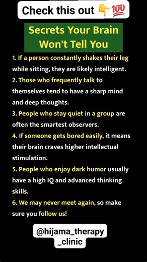 47K views · 195 reactions | Unlock the secrets your brain won't tell you! 樂易 Discover fascinating insights into intelligence, deep thinking, and observation skills. #BrainSecrets #IntelligenceFacts #MindHacks | Hijama Therapy Clinic | Facebook