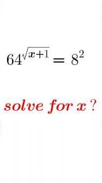 Nice Trickey Exponential Math problem. Can you solve this ?