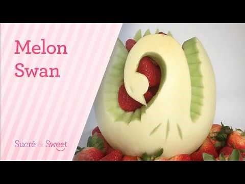 Melon Swan Garnish / How to make a Melon Swan Bowl