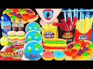 ASMR CANDY PARTY GUMMY FAST FOOD: BURGER, FRIES, PIZZA, COLA, JELLY NOODLES, EARTH RAINBOW DESSERT