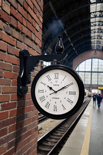 Double Sided Railway Clock | Vintage Style, Solid Wood & Glass - Etsy