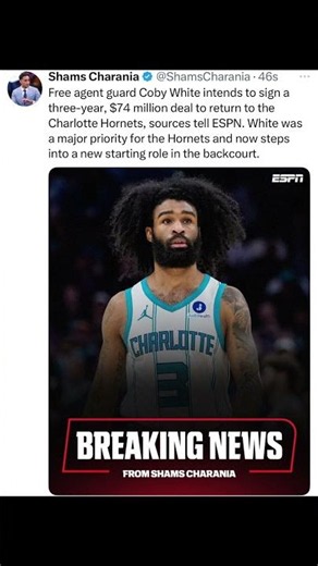 BREAKING: Coby White Re-Signs With the Hornets! $74M Deal! #hornets #buzzcity #charlottehornets