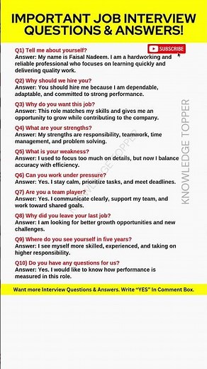 10 Important Basic Interview Questions and Answers