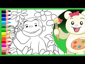Curious George Flowers - How to Draw and Color - Kids Learn Colors