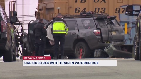 Car collides with train in Woodbridge