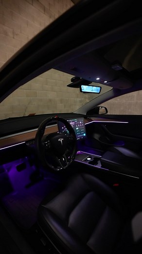 Ambient lighting makes the biggest difference! 🤩 I’m so happy with this setup! 🙏 @tesla_frunk is a BEAST. He made this install look easy. Hit him up if you’re interested! He’s giving 10% off to anyone that comes from my page! 🤝 He also does mobile installs as well! #tesla #model3 #model3ownersclub #teslamods #fyp #foryou | Sneakerheadinthebay