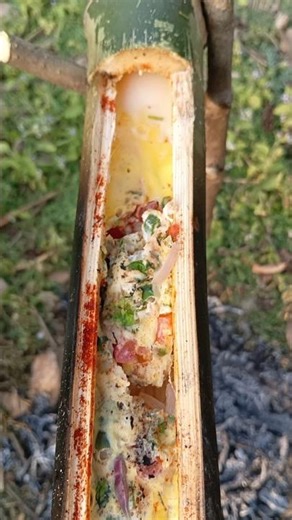 Bamboo Egg Omelette Aur Bamboo Recipe || BMCOOKASMR ||#shorts​