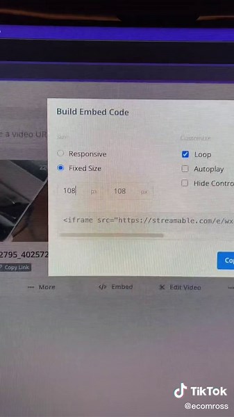 Sometimes you need to embed a video into your website with no fluff. No boarder, no captions, no logos, no links. Just the embedded video. And that's it. Control the size and format and paste into an html block on your site. Super easy. Way better than embedding from YouTube! @ecomross @ecomross