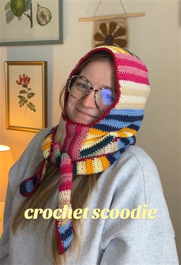 Colorful Crochet Scoodie Made with Scrap Yarn