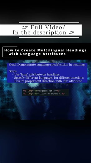 🏛️ HTML 🏛️ How to Create Multilingual Headings with Language Attributes 🏛️ #shorts #KGRDevShorts