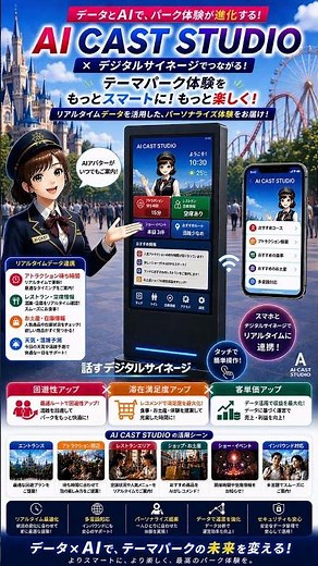 テーマパークが進化する！AI×デジタルサイネージで“次の行動”を提案する新体験【AI CAST STUDIO】#AIサイネージ#AIアバター#デジタルサイネージ#テーマパーク#DX#AIエージェント