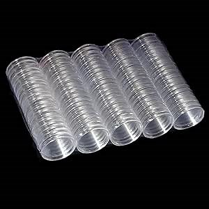 "100pcs Clear Coin Holder, 21mm Plastic Coin Capsules Coin Holders for Collectors, Coin Sleeves Silver Dollar Coin Holder, Coin Collection Supplies for Challenge Coins, JFK Half Dollar Coins"
